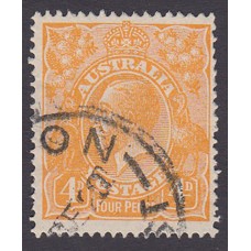 Australian    King George V    4d Orange   Single Crown WMK Plate Variety 2R48